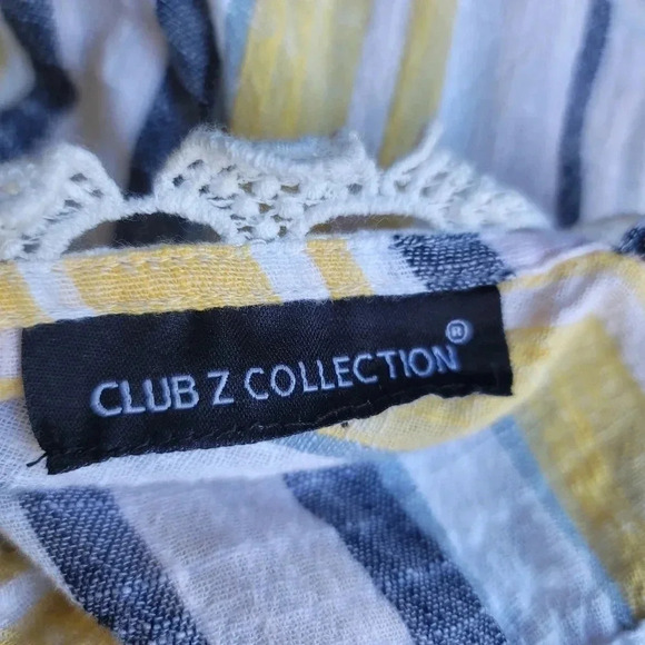 Club Z Collection Women Yellow Pink Striped Vacation Sundress Casual Dress L - Picture 7 of 10